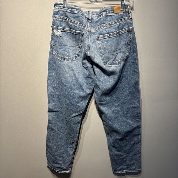 AMERICAN EAGLE Blue Distressed Strigid 90s Straight Leg‎ Jeans Sz 4 - Picture 2 of 12